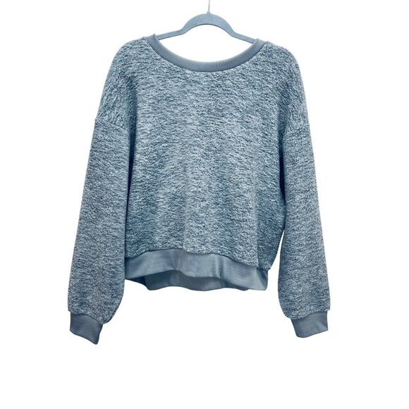 Levi's Women's Crewneck Sweatshirt Fleece Faux Fur Outdoors Gray Size XL - Picture 2 of 8